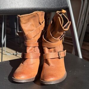 Steve Madden Tan Leather Moto Boots
